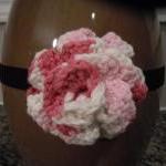 Crochet Flower Headband Multi Tone Pink..