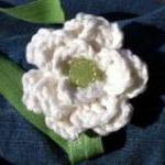 Crochet Flower Headband White And Green