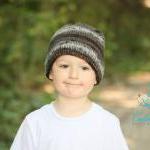 Grey, Brown And Black Knit Beanie Hat