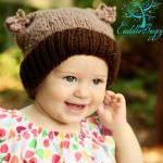 Flour Sack Hat 2 Tone Brown, Fold Up Rim For Baby